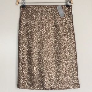 Ann Taylor gold sequined pencil skirt